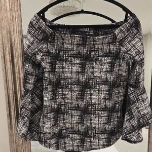 Karen Kane Black and White Textured Blouse